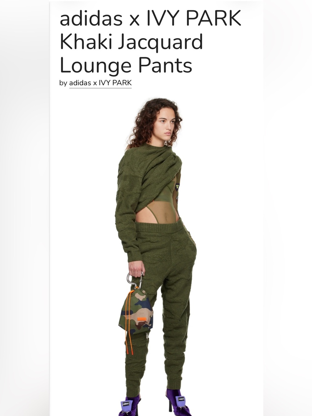 Ivy Park x Adidas Green Knit Textured Lounge Pants Joggers S